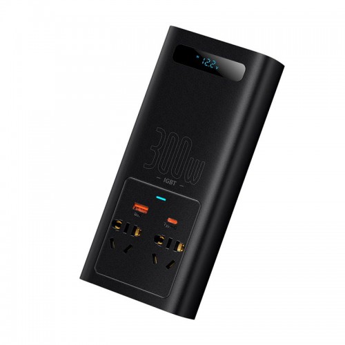 Автомобильный преобразователь напряжения BASEUS IGBT Power Inverter |2Soc/1USB/Type-C, 300W/40A| (220V CN/EU) (CGNB010101) black