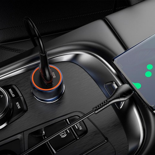 Адаптер автомобільний Hoco Micro USB Cable Blue shield single port Car charger Z46 |1USB, 18W/3A, QC| grey