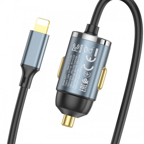 Адаптер автомобильный HOCO Lightning Cable car charger NZ7 |1USB, 20W/3A, PD/QC|