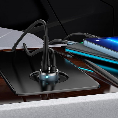 Адаптер автомобільний Hoco Type-C Cable Car charger NZ7 |1USB, 20W/3A, PD/QC| grey