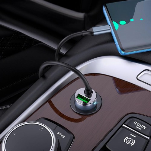 Адаптер автомобільний Hoco Type-C Cable Car charger NZ7 |1USB, 20W/3A, PD/QC| grey