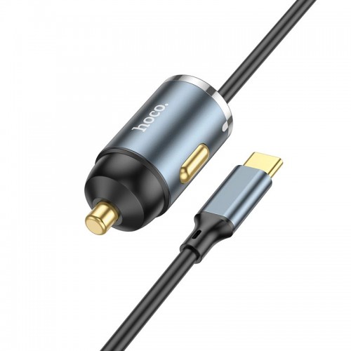 Адаптер автомобільний Hoco Type-C Cable Car charger NZ7 |1USB, 20W/3A, PD/QC| grey