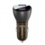 Адаптер автомобильный AceFast metal Car charger with digital display B7 |2USB, 45W/5A, PD/QC| черный