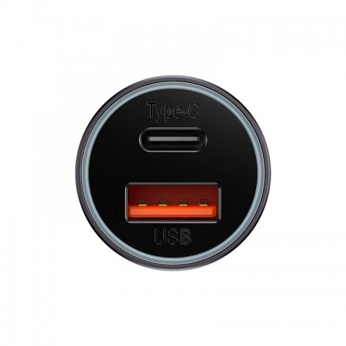 Адаптер автомобільний Baseus Golden Contactor Max Dual Fast Charger Car Charger |1USB/1Type-C, QC/PD, 60W/3A| grey