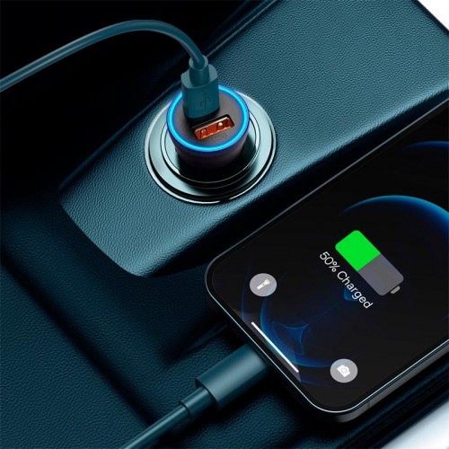 Адаптер автомобільний Baseus Golden Contactor Max Dual Fast Charger Car Charger |1USB/1Type-C, QC/PD, 60W/3A| grey
