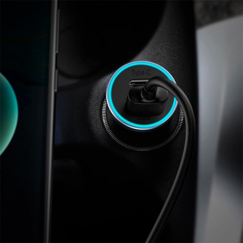 Адаптер автомобільний Baseus Golden Contactor Max Dual Fast Charger Car Charger |1USB/1Type-C, QC/PD, 60W/3A| grey