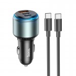 Адаптер автомобильный Hoco Type-C to Type-C cable Galloper NZ9 |1USB/2Type, 95W/3A, PD/QC| черный