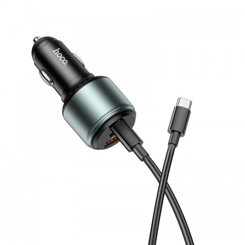 Адаптер автомобільний Hoco Type-C to Type-C cable Galloper NZ9 |1USB/2Type, 95W/3A, PD/QC| black