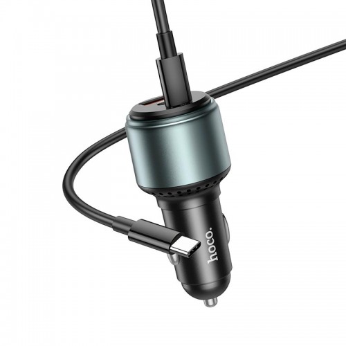 Адаптер автомобільний Hoco Type-C to Type-C cable Galloper NZ9 |1USB/2Type, 95W/3A, PD/QC| black