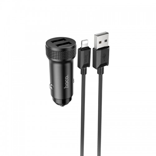 Адаптер автомобільний Hoco Lightning Cable Level dual port Car charger Z49 |2USB, 12W, 2.4A| black
