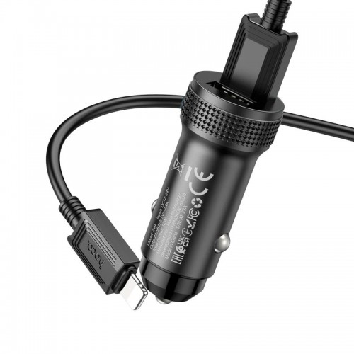 Адаптер автомобільний Hoco Lightning Cable Level dual port Car charger Z49 |2USB, 12W, 2.4A| black