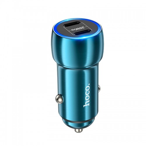 Адаптер автомобільний HOCO Tough dual port car charger Z48 |2Type-C, 40W/3A, PD/QC| grey