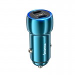 Адаптер автомобильный HOCO Tough dual port car charger Z48 |2Type-C, 40W/3A, PD/QC| Сапфирово-синий