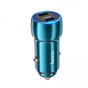 Адаптер автомобільний HOCO Tough dual port car charger Z48 |2Type-C, 40W/3A, PD/QC| Sapphire-blue