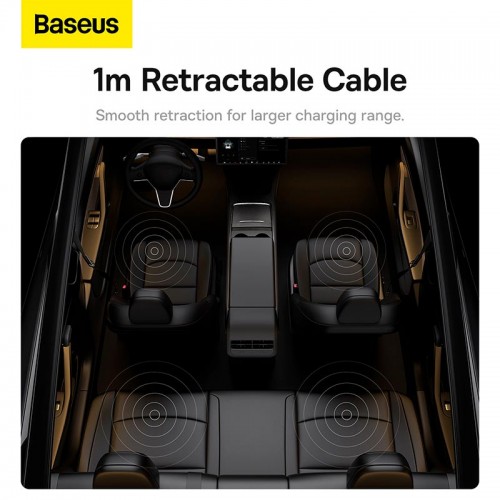 Baseus T-Space Series HUB for Tesla Cars With a retractable 45W type-C cable |2USB/2Type-C| black