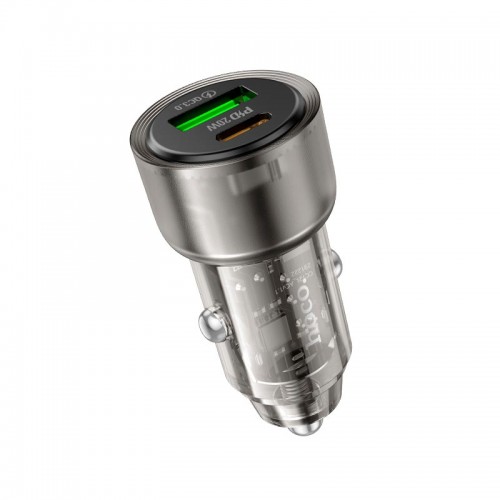 Адаптер автомобільний Hoco Spacious Car charger Z52 |1USB/1Type-C, 38W/3A, PD/QC| purple