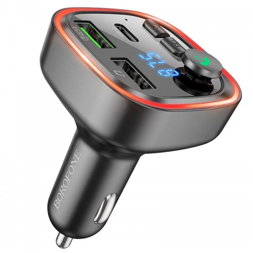 Адаптер автомобільний Borofone Broad QC3. 0 car BT FM transmitter BC48 |2USB/Type-C, 18W/3A| black