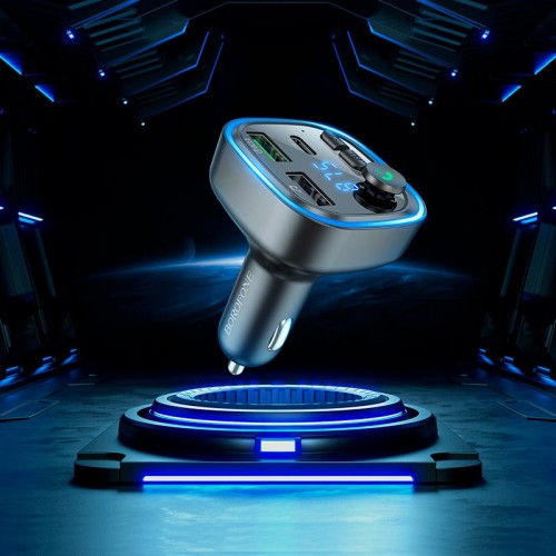 Адаптер автомобільний Borofone Broad QC3. 0 car BT FM transmitter BC48 |2USB/Type-C, 18W/3A| black