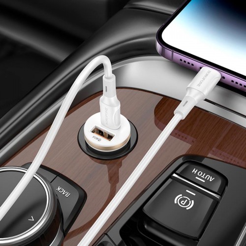 Адаптер автомобільний Borofone Scenery dual port BZ22 |1USB/1Type-C, 30W/3A, PD/QC| black