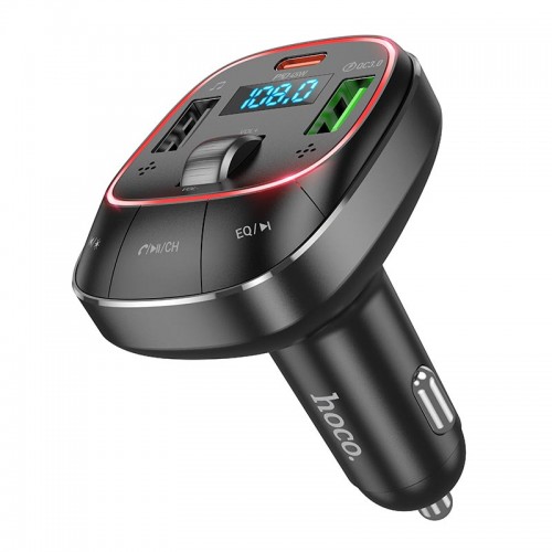 Адаптер автомобільний HOCO Pole BT FM transmitter E76 |2USB/1Type-C, 45W/3A, PD/QC| Space black