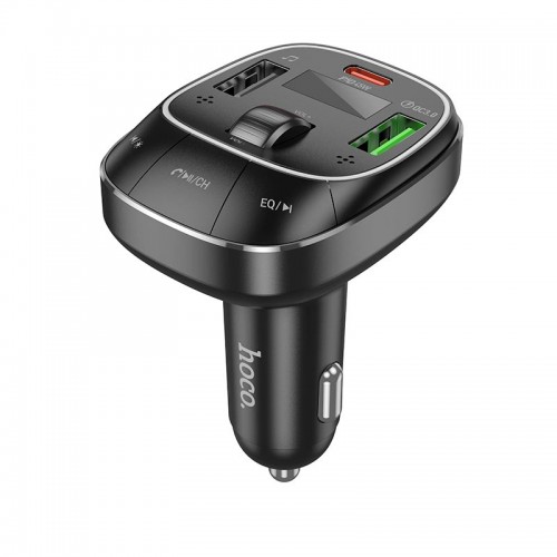 Адаптер автомобільний HOCO Pole BT FM transmitter E76 |2USB/1Type-C, 45W/3A, PD/QC| Space black