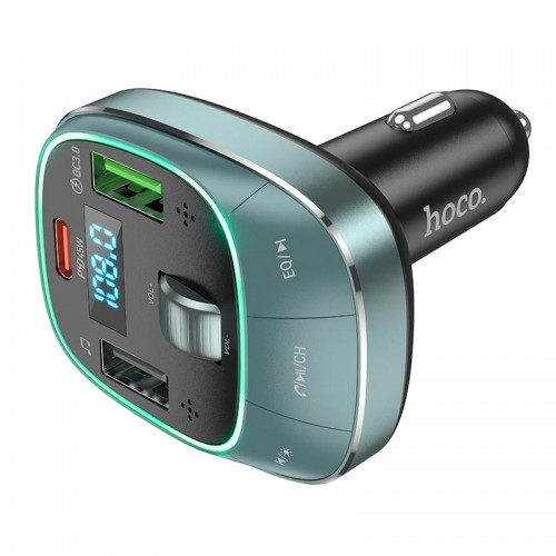 Адаптер автомобільний HOCO Pole BT FM transmitter E76 |2USB/1Type-C, 45W/3A, PD/QC| Space black