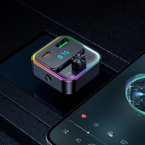 Адаптер автомобільний HOCO Fantasy car BT FM transmitter E81 |USB/Type-C, 30W/3A, PD/QC| black