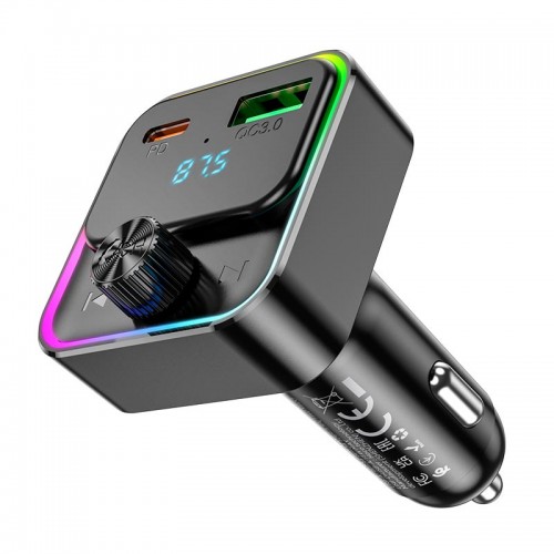 Адаптер автомобільний HOCO Fantasy car BT FM transmitter E81 |USB/Type-C, 30W/3A, PD/QC| black