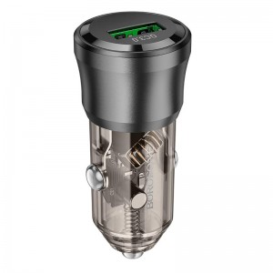 Адаптер автомобільний Borofone Noble single-port Car charger BZ23 |1USB, 18W/3A, QC3.0| transparent-black