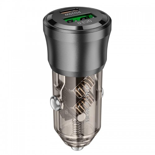Адаптер автомобильный Borofone Journey car charger BZ25 |1USB/1Type-C, 38W/3A, PD/QC|