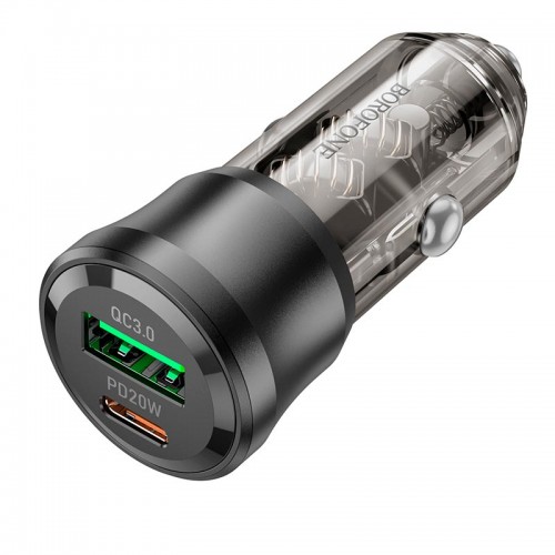 Адаптер автомобильный Borofone Journey car charger BZ25 |1USB/1Type-C, 38W/3A, PD/QC|