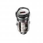 Адаптер автомобільний Hoco sight single port Car charger Z53 |1Type-c, PD/QC, 30W/3A| transparent-black