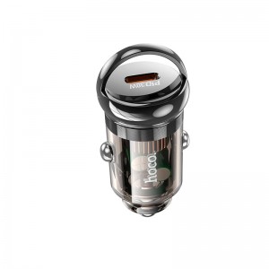 Адаптер автомобільний Hoco sight single port Car charger Z53 |1Type-c, PD/QC, 30W/3A| transparent-black