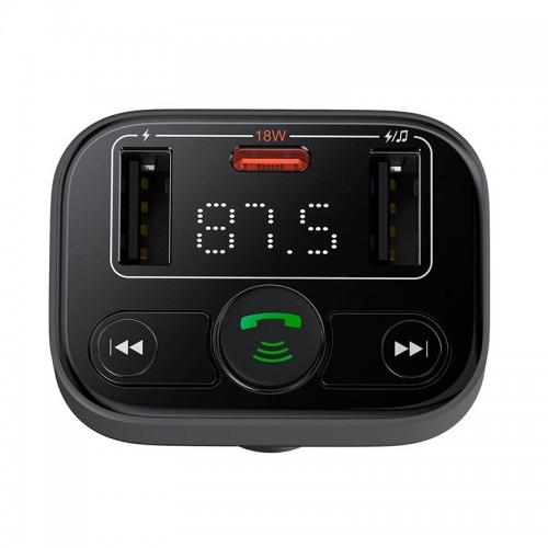 Адаптер автомобільний Baseus S-09 Lite Series Car FM Transmitter Cluster |2USB/1Type-c, PD/18W| black