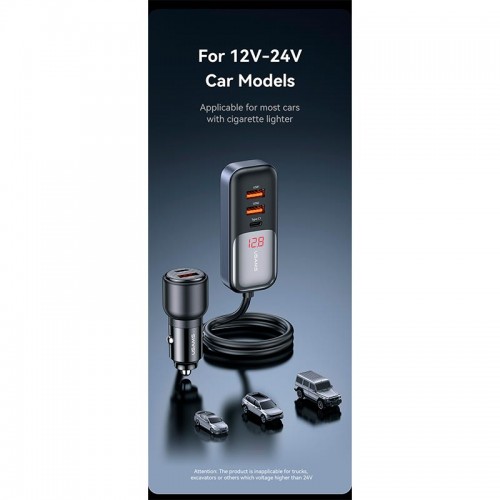 Адаптер автомобільний USAMS Digital Display Fast Car Charger US-CC213 C40 |3USB/2Type-C, 165W| black