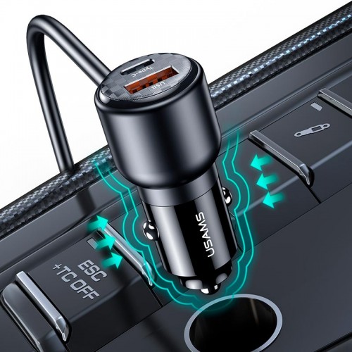 Адаптер автомобільний USAMS Digital Display Fast Car Charger US-CC213 C40 |3USB/2Type-C, 165W| black