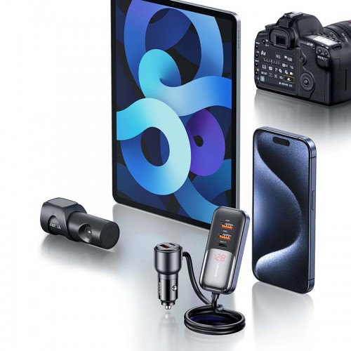 Адаптер автомобільний USAMS Digital Display Fast Car Charger US-CC213 C40 |3USB/2Type-C, 165W| black