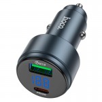Адаптер автомобільний Hoco Glorious dual-port digital display Car charger Z57B |1USB/1Type-C, 63W/3A, PD/QC| grey