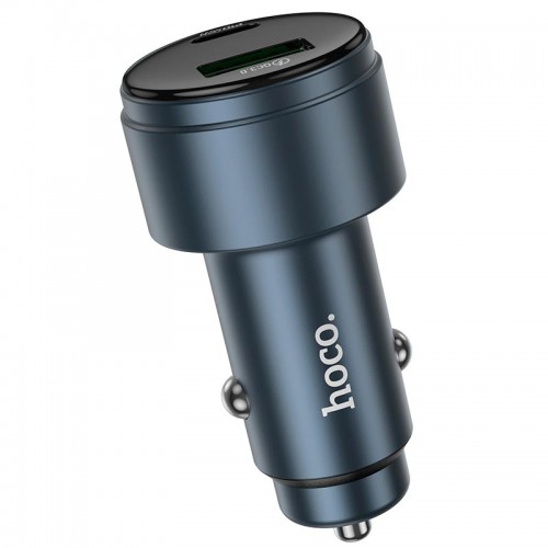 Адаптер автомобільний Hoco Glorious dual-port digital display Car charger Z57B |1USB/1Type-C, 63W/3A, PD/QC| grey