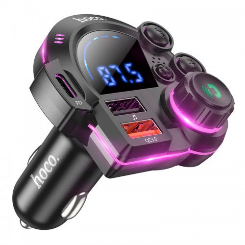 Адаптер автомобильный HOCO Legend car BT FM transmitter DFM01 |2USB/Type-C, PD/QC, 38W/3A|