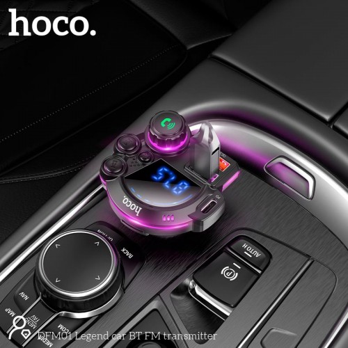 Адаптер автомобильный HOCO Legend car BT FM transmitter DFM01 |2USB/Type-C, PD/QC, 38W/3A|