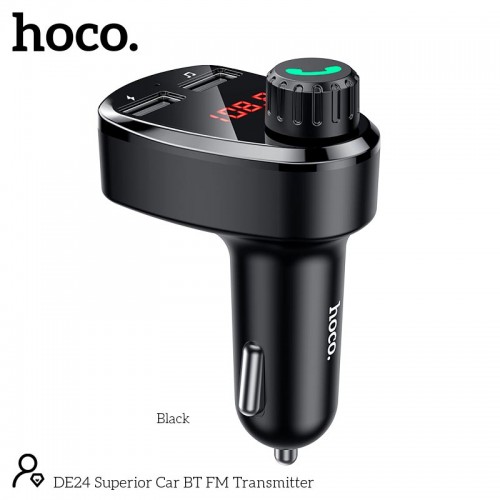 Адаптер автомобільний Hoco Superior Car BT FM Transmitter DE24 |2USB, 2.4A, TF/U Disk| black