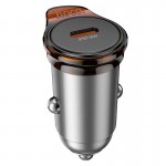 Адаптер автомобильный HOCO Rigorous single port Car charger NZ16 |1Type-C, 30W/3A, PD30W/QC| металл-серый