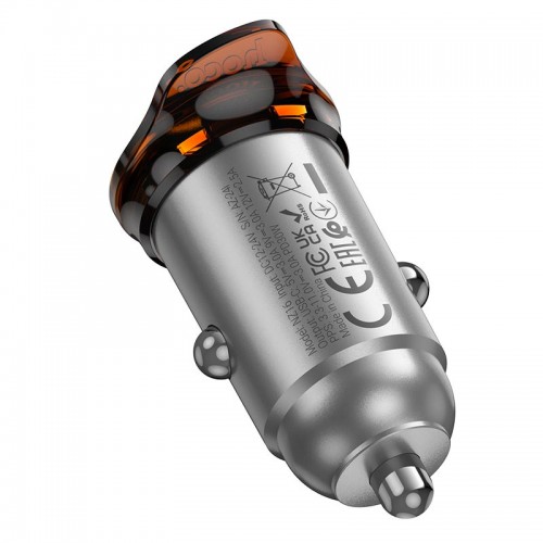 Адаптер автомобильный HOCO Rigorous single port car charger NZ16 |1Type-C, 30W/3A, PD30W/QC|