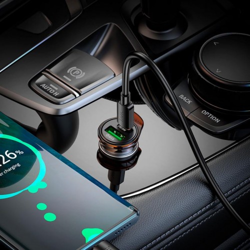 Адаптер автомобильный HOCO Rigorous dual port car charger NZ16A |1USB/1Type-C, 43W/3A, PD25W/QC|