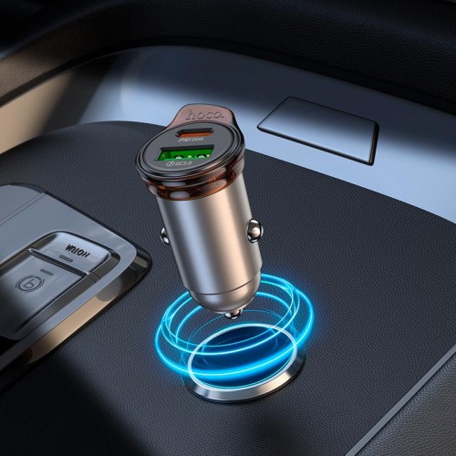 Адаптер автомобильный HOCO Rigorous dual port car charger NZ16A |1USB/1Type-C, 43W/3A, PD25W/QC|