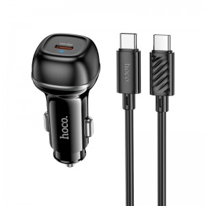 Адаптер автомобільний Hoco rank single port Car charger Z58 (Type-C to Type-C set) |1Type-C, 30W/3A, black