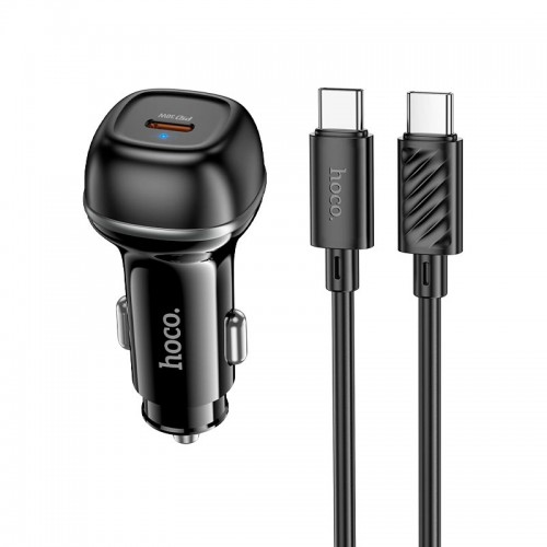 Адаптер автомобільний Hoco rank single port Car charger Z58 (Type-C to Type-C set) |1Type-C, 30W/3A, black