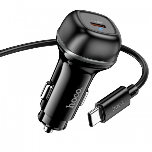 Адаптер автомобільний Hoco rank single port Car charger Z58 (Type-C to Type-C set) |1Type-C, 30W/3A, black