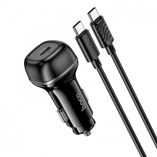 Адаптер автомобильный Hoco rank single port Car charger Z58 (Type-C to Type-C set) |1Type-C, 30W/3A, черный